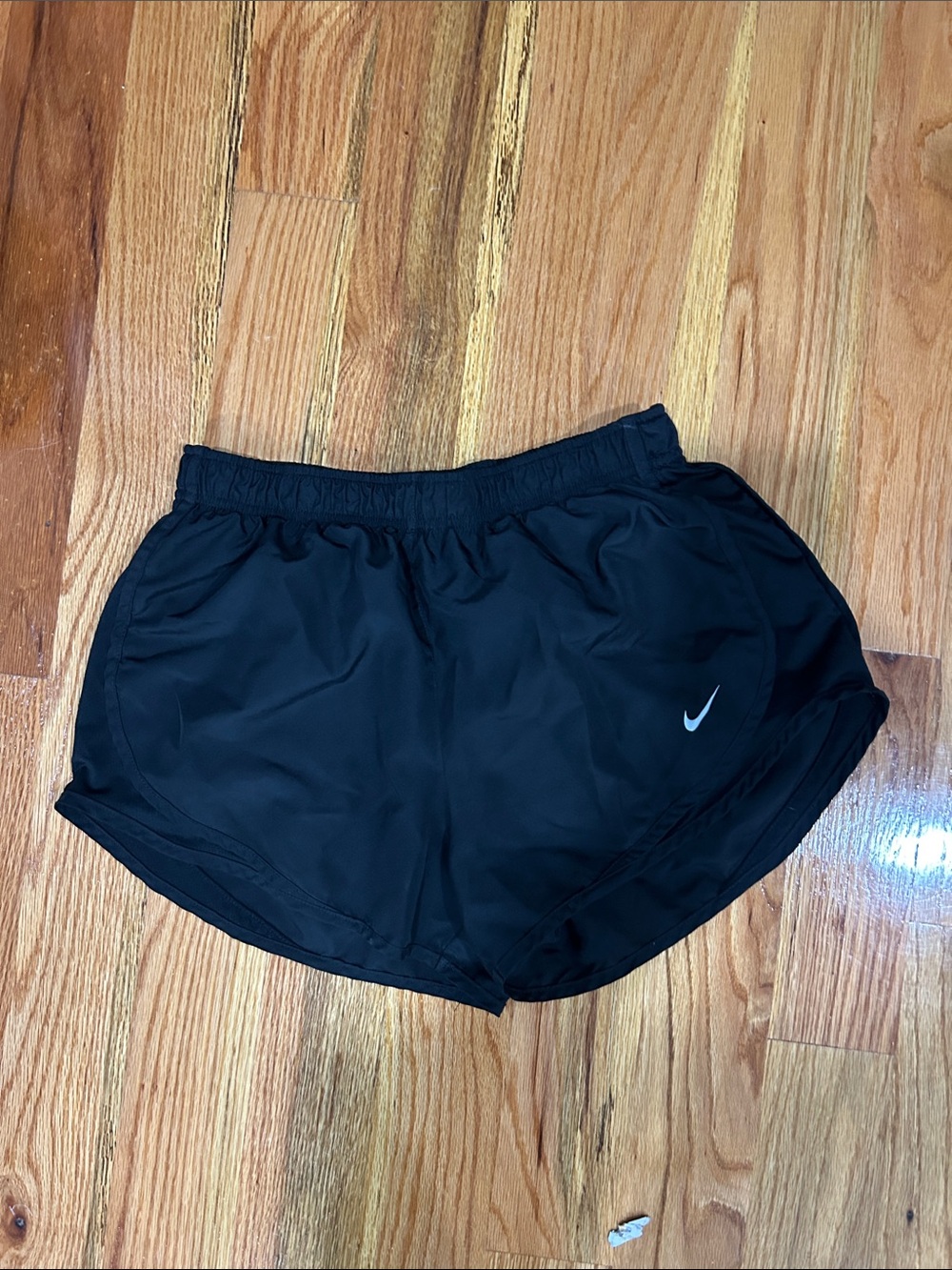Nike Women's Black Athletic Running Shorts with White Swoosh